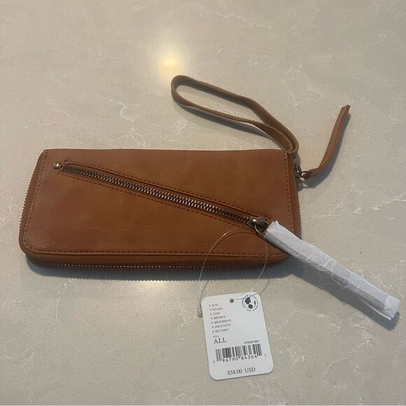 Free People Handbags - Free People Distressed Vegan Wallet Brown NWT